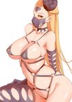  bad_id bad_pixiv_id bdsm bikini black_sclera blonde_hair braid breasts collar elbow_gloves facial_mark forehead_mark french_braid gloves kaijin_hime_do-s large_breasts long_hair mask micro_bikini one-punch_man simple_background skindentation solo spiked_collar spikes surgical_mask swimsuit thighhighs white_background yellow_eyes yostxxx 