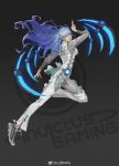  artist_name blade blue_hair character_name duke_(gamer) gradient_hair highres invictus_gaming irelia lace-up league_of_legends league_of_legends_world_championship mrq multicolored_hair ribbon shoes sneakers 