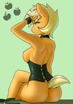  2017 absurd_res anthro anthrofied applejack_(mlp) breasts butt captainpudgemuffin clothing earth_pony equine female freckles friendship_is_magic hair hi_res horse looking_at_viewer mammal my_little_pony pony sitting solo 