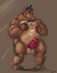  anthro balls bear erection five_nights_at_freddy&#039;s freddy_(fnaf) humanoid_penis male mammal muscular overweight penis smile solo standing uniparasite video_games 