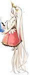  1girl absurdly_long_hair dress glasses gran_(granblue_fantasy) granblue_fantasy harvin highres lifting_person long_hair pointy_ears size_difference sweatdrop very_long_hair white_hair wide_sleeves zahlhamelina 