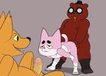  anal anal_penetration angus_(nitw) bear canine cat clothed clothing condom drooling eroborus feline fox gregg_(nitw) male male/male mammal night_in_the_woods partially_clothed penetration roz saliva sweat voyeur 