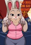  bonnie_hopps canine cover deathlyfurry disney dog dreamcastzx1 female lagomorph male mammal rabbit size_difference zootopia 