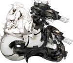  akira_(kadokawa) bare_shoulders boots breasts cleavage french_battleship_hime gun hair_over_one_eye kantai_collection large_breasts long_hair looking_at_viewer military monster official_art red_eyes sharp_teeth shinkaisei-kan tail teeth thigh_boots thighhighs transparent_background weapon white_skin 