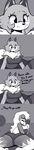  2017 absurd_res anthro blush canine clothed clothing comic dialogue english_text female hi_res lycanroc mammal midday_lycanroc midnight_lycanroc monochrome nintendo pinkcappachino pok&eacute;mon sweat text video_games 