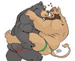  &lt;3 2017 5_toes anthro bear beard biceps big_biceps black_fur black_hair blush boar brown_fur carrying clothed clothing embrace facial_hair fur hair hindpaw jockstrap junichi kissing male male/male mammal megawaffle_(artist) multicolored_fur muscular paws porcine red_hair simple_background smile toes topless two_tone_fur underwear waffle_(megawaffle) white_background 