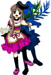  :d black_hat black_legwear brown_hair dress full_body hat hidden_star_in_four_seasons lowres mary_janes myouga_(plant) nishida_satono official_art oota_jun'ya open_mouth purple_dress purple_eyes purple_footwear shoes short_hair short_hair_with_long_locks short_sleeves smile solo tate_eboshi thighhighs touhou transparent_background 