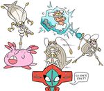  chansey cracked_egg deoxys english frozen gen_1_pokemon gen_3_pokemon gen_5_pokemon gen_7_pokemon ice kicking landorus legendary_pokemon no_humans pheromosa pokemon pokemon_(creature) purple_sclera shenanimation text_focus ultra_beast 