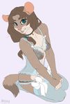  anthro areola blue_eyes breasts clothed clothing female kneeling looking_at_viewer mammal missy_(artist) mouse pink_nose rodent simple_background smile solo white_background 