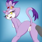  2017 anthro anus blaze_the_cat blush breasts butt cat digital_media_(artwork) duo erection eyelashes feline female fur hair hairband half-closed_eyes hi_res imminent_sex jammiez looking_at_viewer looking_back male male/female mammal nude open_mouth penis presenting presenting_hindquarters presenting_pussy purple_fur purple_hair pussy raised_tail rear_view simple_background solo_focus sonic_(series) standing tongue video_games white_background yellow_eyes 
