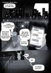  2017 caesar_(peculiart) chat city clothing comic digital_media_(artwork) english_text footwear hoodie horn humanoid male night not_furry peculiart phone sandals solo text walking 