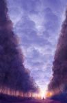  blue_sky cloud cloudy_sky commentary_request day original road sakimori_(hououbds) scenery sky solo standing tree 