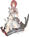 ark_royal_(kantai_collection) bow_(weapon) dress image_sample kantai_collection konishi_(koconatu) lowres machinery official_art pantyhose red_hair short_hair solo torn_clothes torn_legwear transparent_background weapon white_dress 