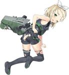  ass bare_arms bare_shoulders bike_shorts black_legwear blonde_hair full_body green_eyes hairband jiji kantai_collection lowres luigi_torelli_(kantai_collection) medium_hair official_art sleeveless solo thighhighs torn_bike_shorts torn_clothes torn_legwear transparent_background white_hairband 