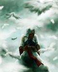  altair_ibn_la-ahad assassin's_creed assassin's_creed_(series) bad_id bad_pixiv_id bird feathers hood male_focus reno_(cannabis) sky solo vambraces 