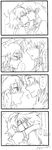  comic greyscale highres hong_meiling izayoi_sakuya kiss kondou_(acid) monochrome multiple_girls touhou translated yuri 