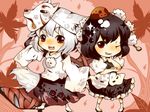  bad_id bad_pixiv_id chamumu chibi fang fox_mask geta hat inubashiri_momiji leaf maple_leaf mask multiple_girls one_eye_closed shameimaru_aya tengu-geta tokin_hat touhou 