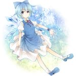  bad_id bad_pixiv_id blue_eyes blue_hair bow cirno hair_bow heart ice kuran_(mkmrl) mary_janes ribbon shoes socks solo touhou wings wrist_cuffs 