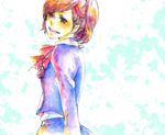  bow brown_hair female_protagonist_(persona_3) hair_ornament hairclip headphones momose_itsuki open_mouth persona persona_3 persona_3_portable school_uniform short_hair smile solo 
