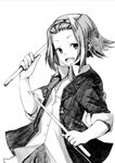  drumsticks face greyscale k-on! monochrome shirabi solo tainaka_ritsu 