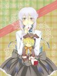  animal_ears blonde_hair blush bunny_ears character_doll doll dress echo flower formal grey_eyes hat jozechiri letter mini_hat mini_top_hat oz_vessalius pandora_hearts ribbon rose short_hair solo top_hat white_hair 