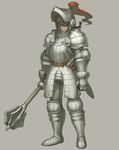  akizuki_ritsuko armor ebinera full_armor glasses highres idolmaster idolmaster_(classic) mace solo sword weapon 