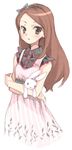  brown_eyes brown_hair bunny casual dress ech graphite_(medium) hairband idolmaster idolmaster_(classic) idolmaster_2 long_hair minase_iori mixed_media sketch solo stuffed_animal stuffed_bunny stuffed_toy traditional_media 