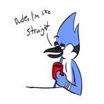  avian beverage cartoon_network dialogue digital_media_(artwork) male mordecai_(regular_show) raised_eyebrow reaction_image regular_show solo stated_heterosexuality unknown_artist 