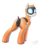  2017 absurd_res animal_genitalia animal_pussy anus butt equine equine_pussy fan_character female feral hi_res kiva_(amazon) living_machine looking_at_viewer machine mammal my_little_pony pussy robot selenophile simple_background smile solo white_background 