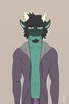  2017 abs anthro biceps bottomless clothed clothing colored digital_drawing_(artwork) digital_media_(artwork) exhausted eyewear glasses hair hi_res hoodie jacket looking_at_viewer male muscular muscular_male nerd nipples pecs reptile scalie simple_background solo standing tiberius tiberius_creations tired underwear 