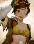  1girl bra breasts overwatch solo tagme tracer_(overwatch) 