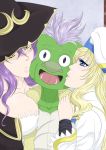  2girls blonde_hair blue_eyes breasts cleavage goblin_slayer! hat large_breasts long_hair multiple_girls priestess_(goblin_slayer!) purple_hair tagme witch_(goblin_slayer!) witch_hat 