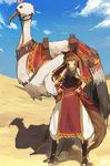  baggy_pants bird blue_sky brown_eyes brown_hair capelet cloud day desert fantasy hair_between_eyes hands_on_hips jewelry lansane long_hair looking_at_viewer necklace original outdoors pants pelvic_curtain saddle sky smile solo standing tail tsana_(lansane) wolf_tail wrist_cuffs 