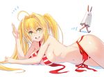  :d ahoge bad_id bad_pixiv_id bikini blonde_hair breasts eyebrows_visible_through_hair fate/grand_order fate_(series) green_eyes highres long_hair looking_at_viewer lying medium_breasts multiple_girls navel nero_claudius_(fate)_(all) nero_claudius_(swimsuit_caster)_(fate) nitocris_(fate/grand_order) nitocris_(swimsuit_assassin)_(fate) open_mouth simple_background smile striped striped_bikini swimsuit twintails walking wardrobe_malfunction white_background xion32 