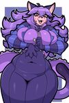  anthro big_breasts breasts cat clothing feline female hair huge_breasts hypnofood mammal op&eacute;ra_kranz open_mouth pink_eyes purple_hair skinsuit solatorobo solo sweat sweatdrop thick_thighs tight_clothing video_games 