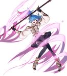  armor blue_hair boots fire_emblem fire_emblem_heroes fire_emblem_if full_body gloves gradient_hair hair_over_one_eye high_heels long_hair multicolored_hair official_art open_mouth pieri_(fire_emblem_if) pink_hair polearm red_eyes solo spear takagi_masafumi teeth transparent_background twintails two-tone_hair weapon 