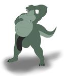  absurd_res angrypotato96 anthro balls belly big_balls big_belly big_penis flaccid hi_res humanoid_penis male nipples nude open_mouth penis scalie solo standing uncut vein 