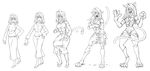  6_breasts anthro arcueid_brunestud breast_expansion breasts camel_toe clothing feline female hair human_to_anthro looking_at_viewer mammal monochrome multi_breast nipples open_mouth sequence solo standing sutibaru torn_clothing transformation underwear 