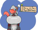  anthro armor big_breasts blush breasts claws english_text female headgear helmet huge_breasts invalid_tag knight lizard long_tail looking_at_viewer red_knight_(sirphilliam) red_skin reptile scalie scroll sirphilliam text wide_hips 