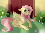  2017 anus blush butt cutie_mark equine feathered_wings feathers female feral fluttershy_(mlp) friendship_is_magic hair hi_res hooves long_hair looking_at_viewer mammal my_little_pony open_mouth outside pegasus pink_hair pussy vincher wings 
