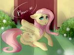  2017 anus blush butt cutie_mark dialogue english_text equine feathered_wings feathers female feral fluttershy_(mlp) friendship_is_magic hair hi_res hooves long_hair looking_at_viewer mammal my_little_pony open_mouth outside pegasus pink_hair pussy text vincher wings 