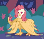  2017 alternate_species ambiguous_gender bush_(disambiguation) cockatrice docwario fluttershy_(mlp) friendship_is_magic looking_at_viewer my_little_pony outside solo tree wings 