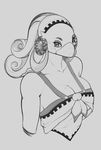  anthro avian beak big_breasts breasts breath_of_the_wild bust_portrait cleavage clothed clothing conditional_dnp female greyscale hair monochrome nintendo portrait rito saki_(zelda) solo the_legend_of_zelda video_games xopachi 