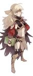  ahoge arm_guards blonde_hair book boots breasts cloak fingerless_gloves fire_emblem fire_emblem_if full_body gloves grey_eyes hand_on_hip headband highres kmkr long_hair looking_at_viewer midriff navel ophelia_(fire_emblem_if) pelvic_curtain profile small_breasts smile solo standing thigh_cutout white_background 