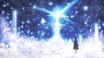  blue boots commentary_request dress fantasy from_behind magic night night_sky original pillar sakimori_(hououbds) scenery sky solo standing star_(sky) starry_sky 