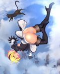  ass bangs black_dress black_legwear blonde_hair blue_sky boots breasts cat commentary_request cosplay dark_skin day dress dusty_(gravity_daze) eyebrows_visible_through_hair feather_trim full_body gloves gravity_daze hairband highres juliet_sleeves kippuru kitten_(gravity_daze) long_sleeves looking_at_viewer looking_back medium_breasts mole mole_under_mouth nier_(series) nier_automata open_mouth puffy_sleeves red_eyes short_dress short_hair sky smile thigh_boots thighhighs turtleneck yorha_no._2_type_b yorha_no._2_type_b_(cosplay) 