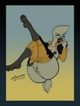  2017 anthro avian beak bird breasts butt clothing disney ducktales eyelashes female gabby_mcstabberson hand_on_pussy hood looking_at_viewer nipples open_mouth pants pussy solo thebigmansini tongue tongue_out 