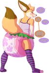  alpha_channel ambiguous_gender anthro blush canine clothing dialogue diaper english_text fox girly knee_highs legwear mammal simple_background socks solo text transparent_background weewizzylizzy 