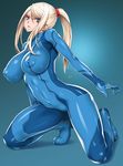  blonde_hair bodysuit covered_navel erect_nipples nipples onomeshin samus_aran skin_tight tagme zero_suit 