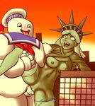  animate_inanimate breasts clothed clothing cum cum_in_pussy cum_inside duo erection food_creature from_behind_position ghostbusters macro nipples not_furry open_shirt penetration penis pussy saittamicus sex spread_legs spreading statue_of_liberty stay_puft_marshmallow_man tongue tongue_out vaginal vaginal_penetration 